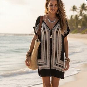 Cynthia Rowley Flowy Silk Shift Dress Coverup